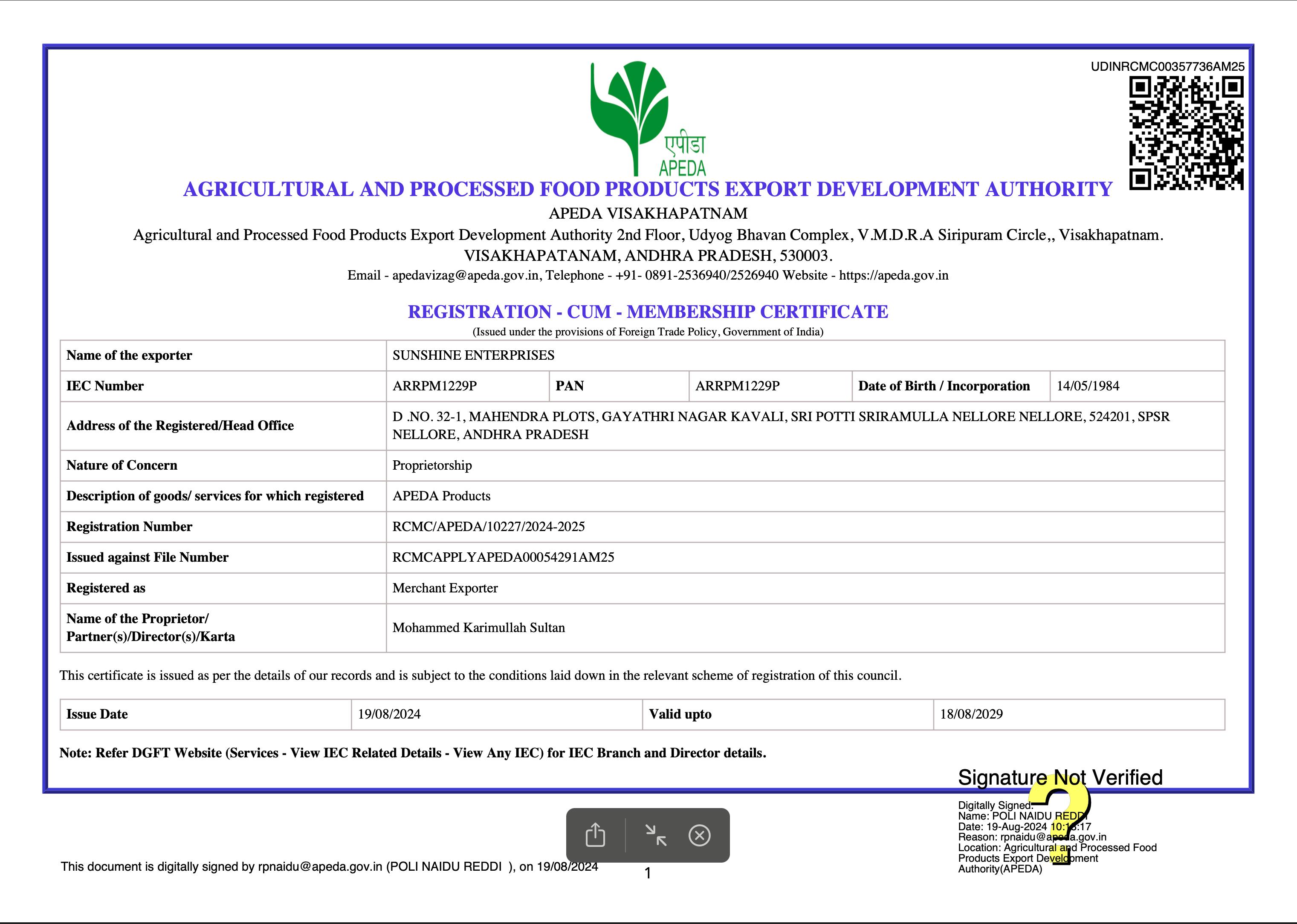 APEDA Registration